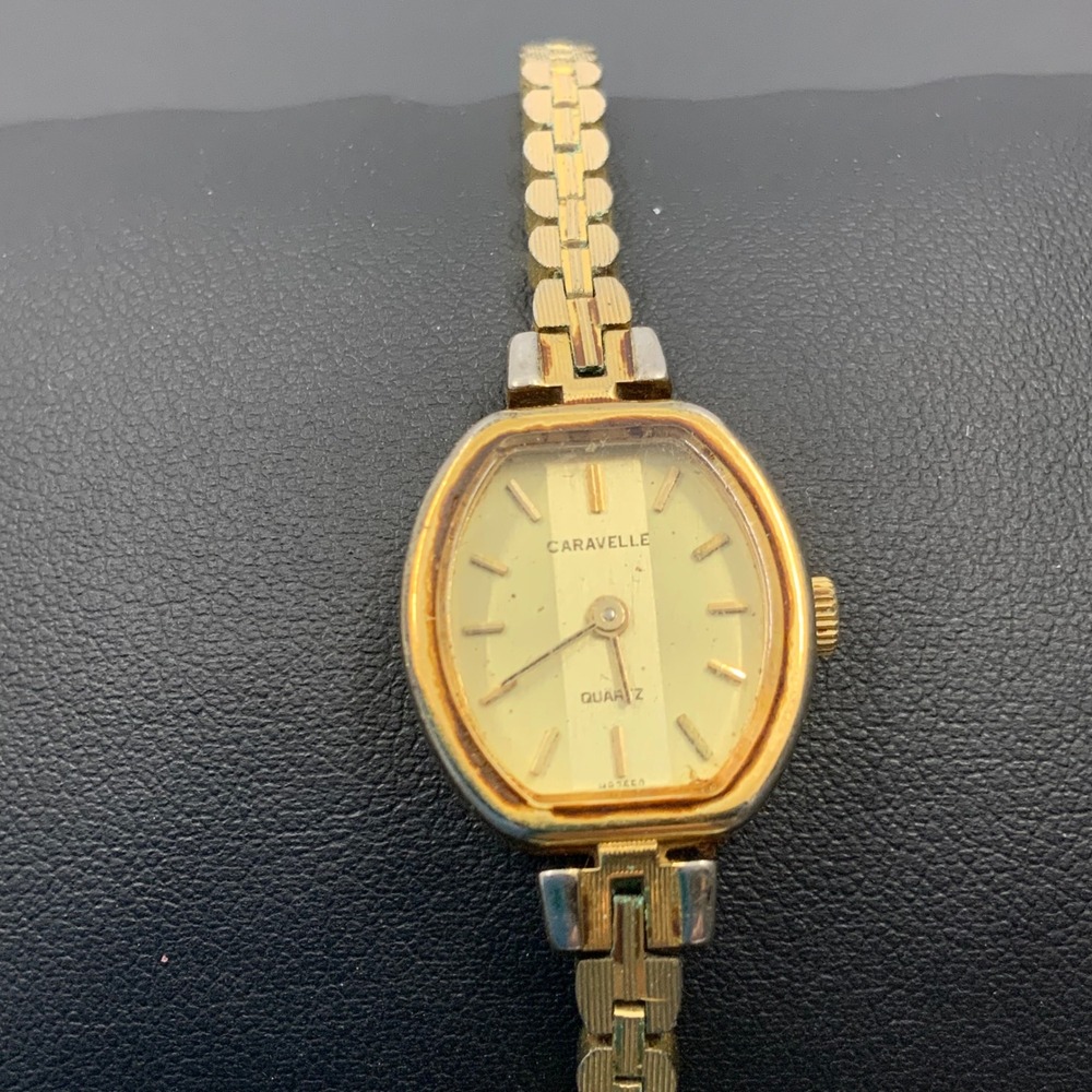 Vintage Caravelle by Bulova Ladies Gold Tone Quartz Watch P3 Swiss Parts Repair